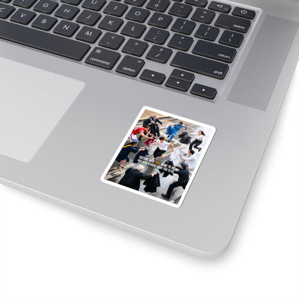 Motivational Campus Life Sticker — “Become Who You Want To Be” Kiss-Cut Sticker